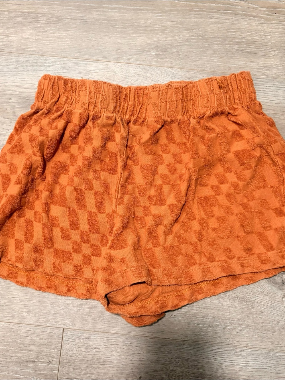 Billabong Orange Checkered Terry Cloth Shorts small